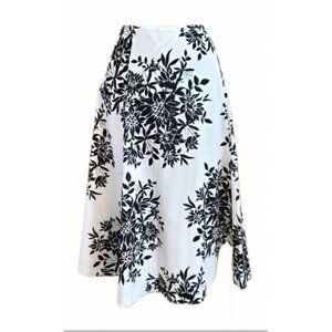 GRAFF By UM Co. Black White Floral Cotton Full Skirt M